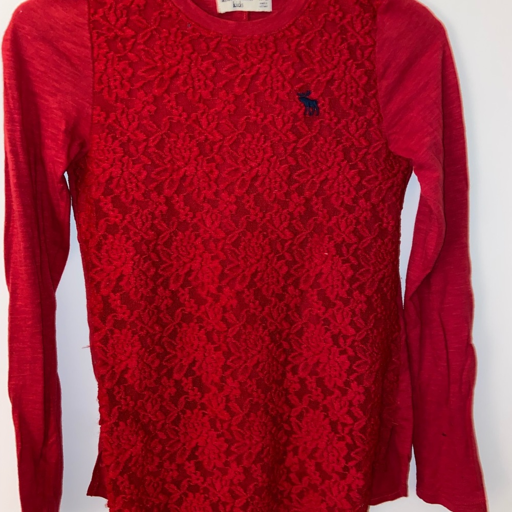 Red Abercrombie Lace Long Sleeve